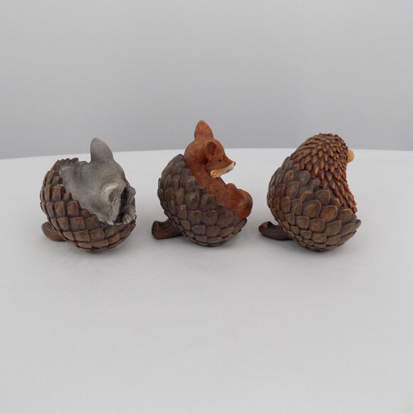 Set of 3 Ashland Acorn Animal Figurine Fall Heirloom Harvest Racoon Fox Hedgehog - Picture 4 of 9